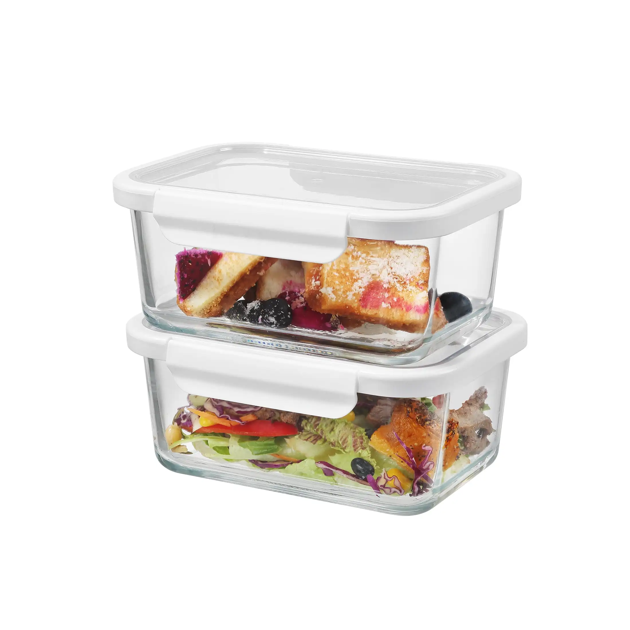 

(4 pack) Rectangle Glass Food Storage Container with Lid. Set of 2, 4 Pieces