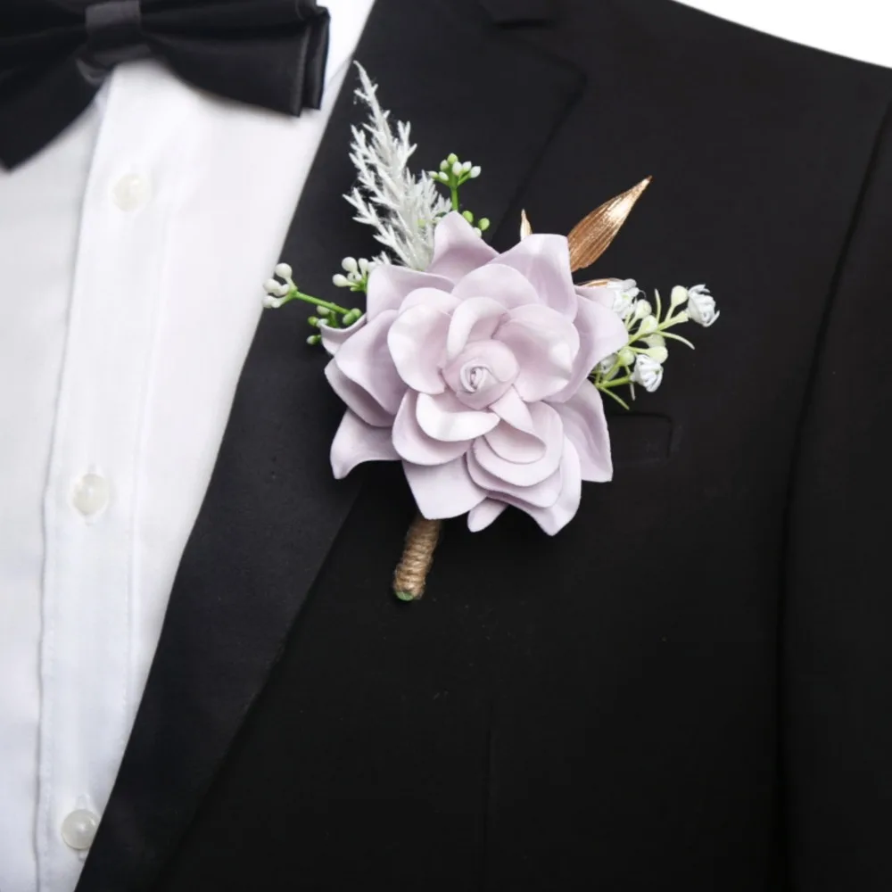 

Groomsman Artifical Flowers Rose Silk Boutonniere Wedding Party Bridemaids Marrige Accessories