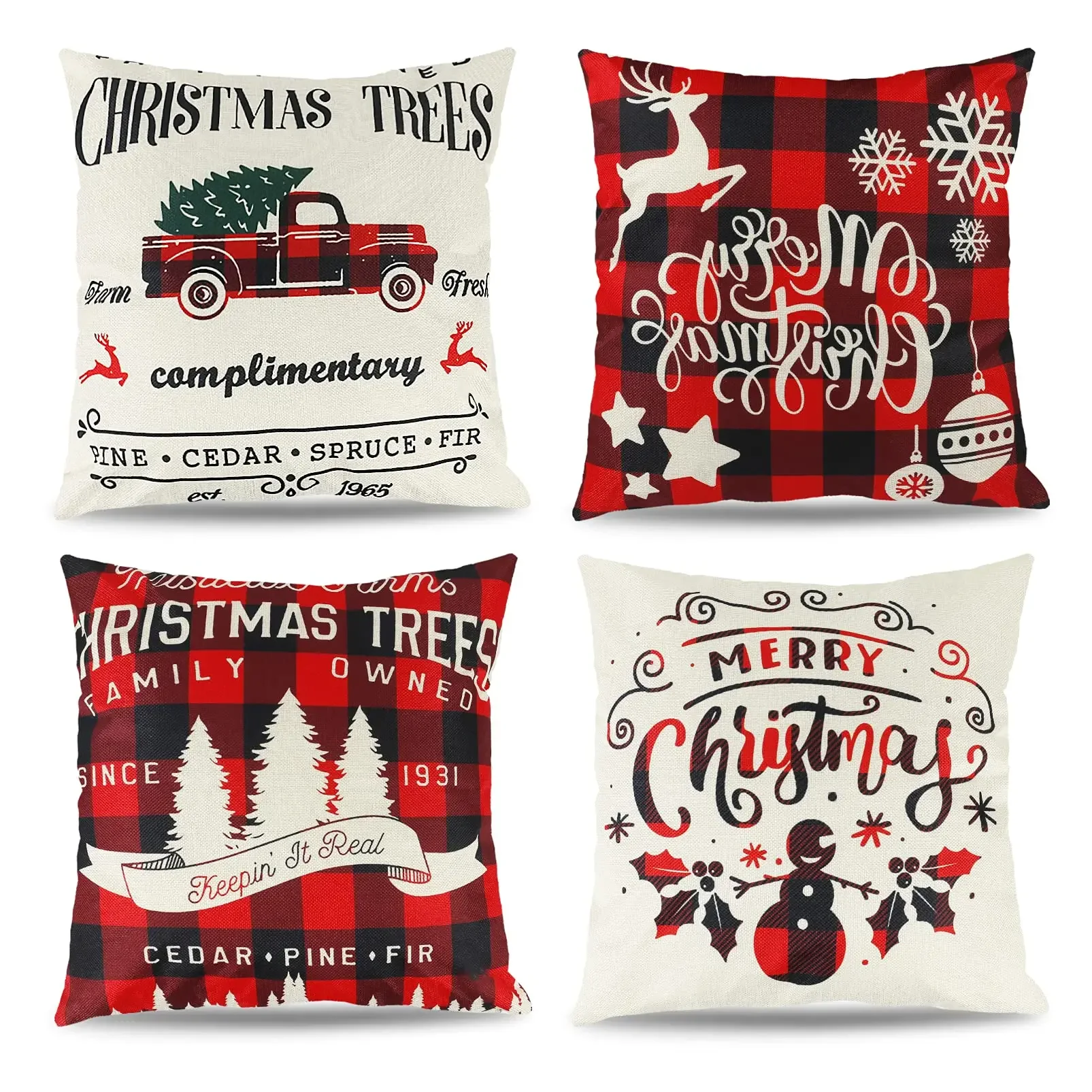 Christmas decoration red truck linen pillowcase sofa cushion cover home improvement can be customized for you 40x40 50x50 60x60