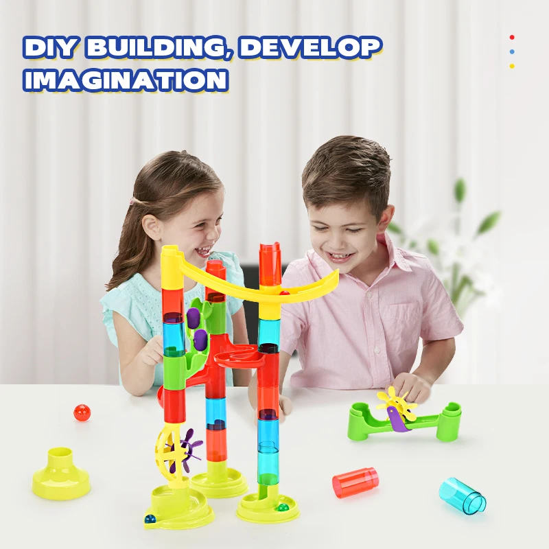 142-Piece 3D Marble Run Building Blocks - Large Rolly Slide Puzzle, Educational and Engaging Stacking Toy for Kids, Ideal for