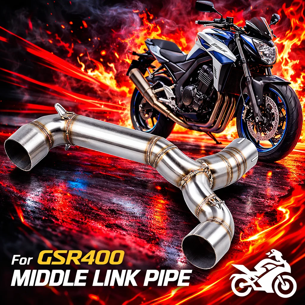 

For GSR400 Motorcycle Exhaust System Slip On Exhaust Muffler Tips Mid Link Pipe