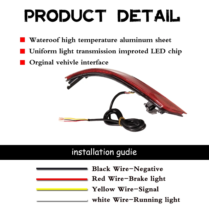 Red LED Car Rear Bumper Reflector Brake Tail Light w/ Sequential Turn Signal lights, Rear Fog Lights For 2016-2020 INFINITI QX60 - Image 3