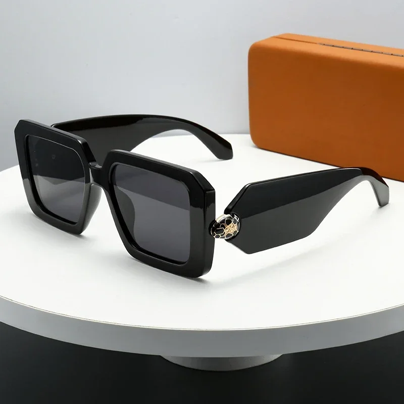 2025 موضة المتضخم مربع النظارات الشمسية النساء إطار كبير الأفعى الديكور نظارات شمسية العلامة التجارية ظلال النظارات #5