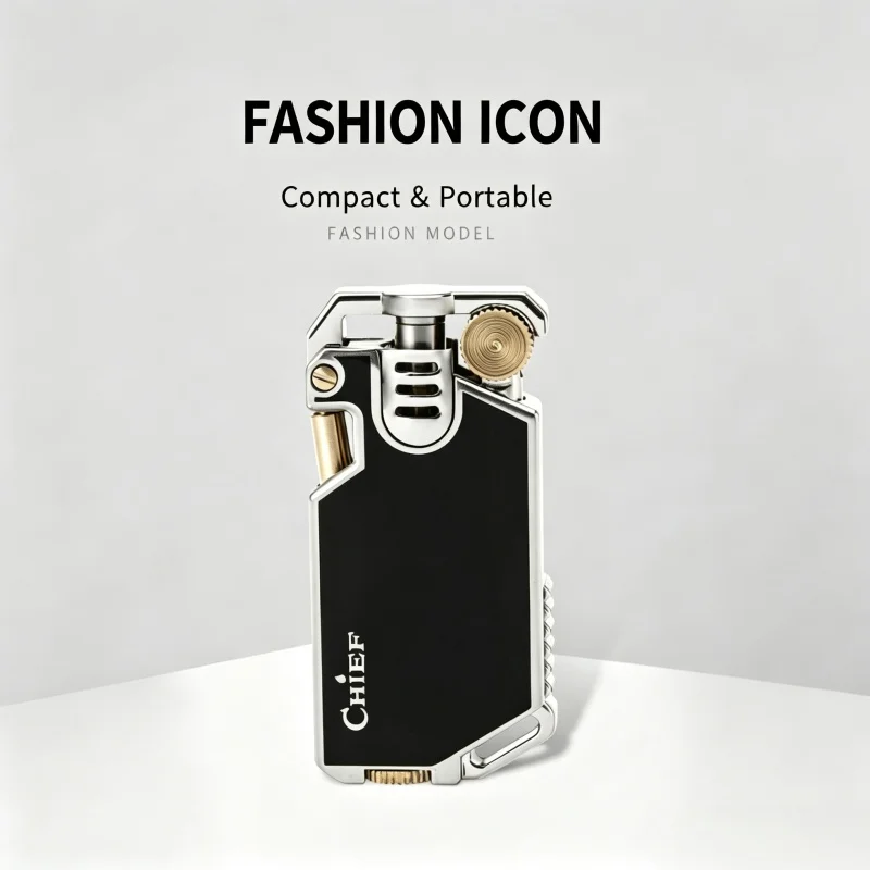 CHIEF Antique Fashion Metal oil lighter Advanced Windproof Gas Lighter Classic Smoking Accessory Premium Men's Gift Refillable
