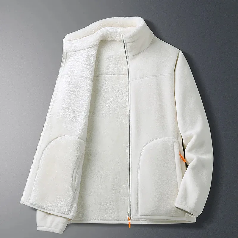 

2026 Men's Couple Autumn Winter Fleece Jacket Lapel Cardigan Sweatshirt Casual Thickened Warm Coat