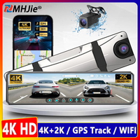 Dual Lens Front 4K 2160P Car DVR Rear 2K 1440P Camera Rearview Mirror WIFI Video Recorder GPS Tracker Auto Registrar Dash Cam