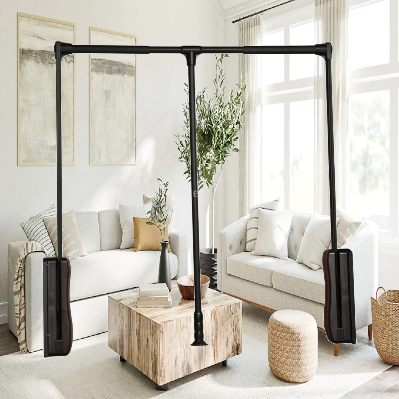 Pull-down Closet Hanging Rod Buffered Pull down Closet Rod Wardrobe Lift Space-Saving for Cabinet