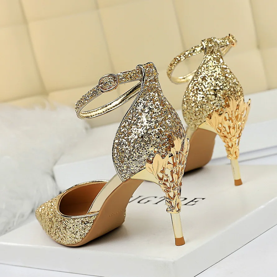 

New Summer Women's Pumps Luxury High Thin Heel Pointed Toe Buckle Sexy Ladies Shoes Bridal Wedding Women Shoes High Heel Sandals