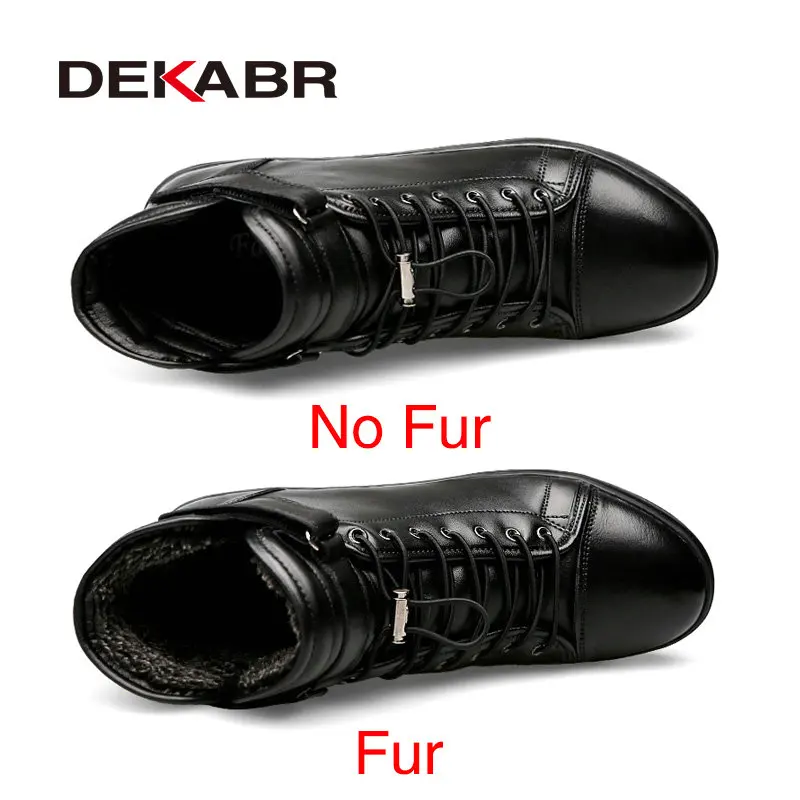 DEKABR-Botas artesanais de couro genuíno masculino, pele quente, confortável, botas de neve, botas de motocicleta, moda, tamanho 38-48, inverno