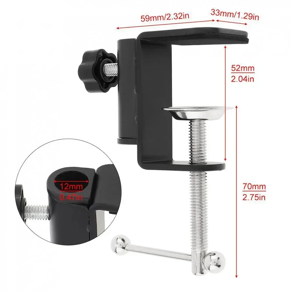 Cantilever Bracket Clamp Holder Metal Desk Lamp Clip Fittings Base Hose With 12MM Hole Diameter Non-slip Mat For Mic Stand