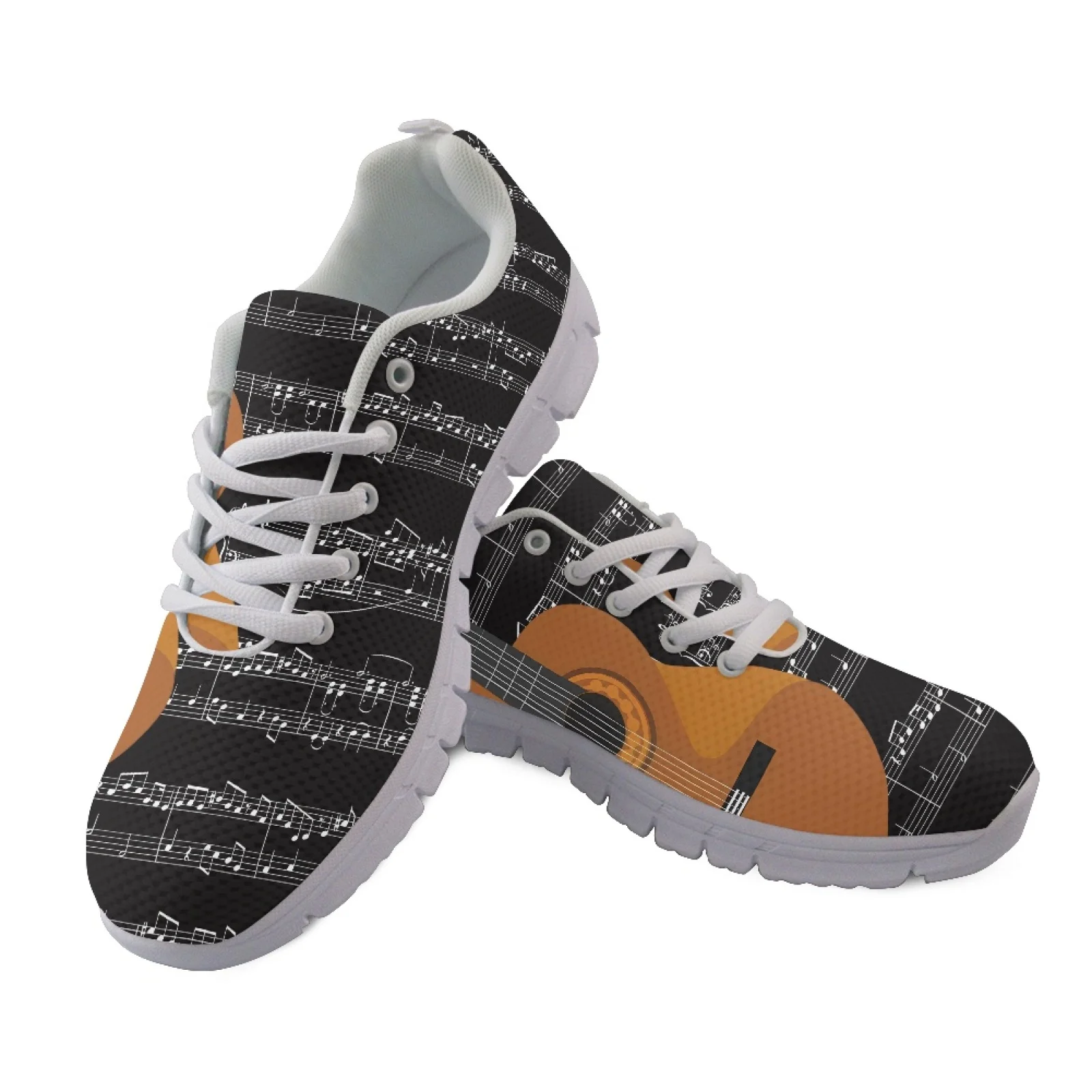 Coloranimal Musical Note Print New Design Running Shoes Mens Lace Up Athletic Trainers Lightweight Travel Shoes for Women
