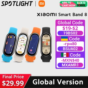 [World Premiere] Global Version Xiaomi Band 8 5ATM Waterproof 150+ Sport Modes Ultra Long Battery Life 16 Days