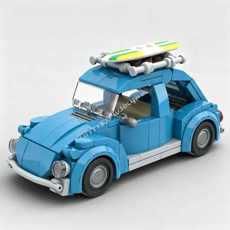 Neues 214-Teiliges Blaues Klassisches Käfer-Auto MOC-Modell Benutzerdefiniertes Puzzle DIY Montage-Bausteine Nachbildungsspielzeug Beliebte Geschenke