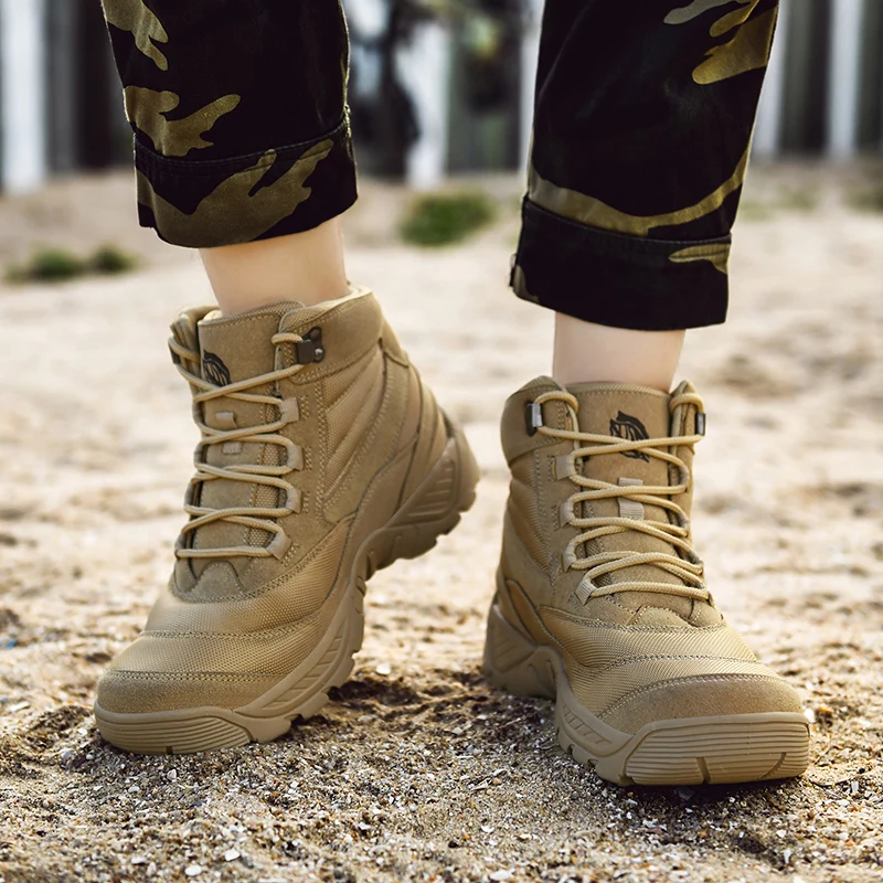 Men's Waterproof Leather Hiking Work Boots Non-Slip Lightweight Outdoors Breathable Non-Slip Desert Boots image 6
