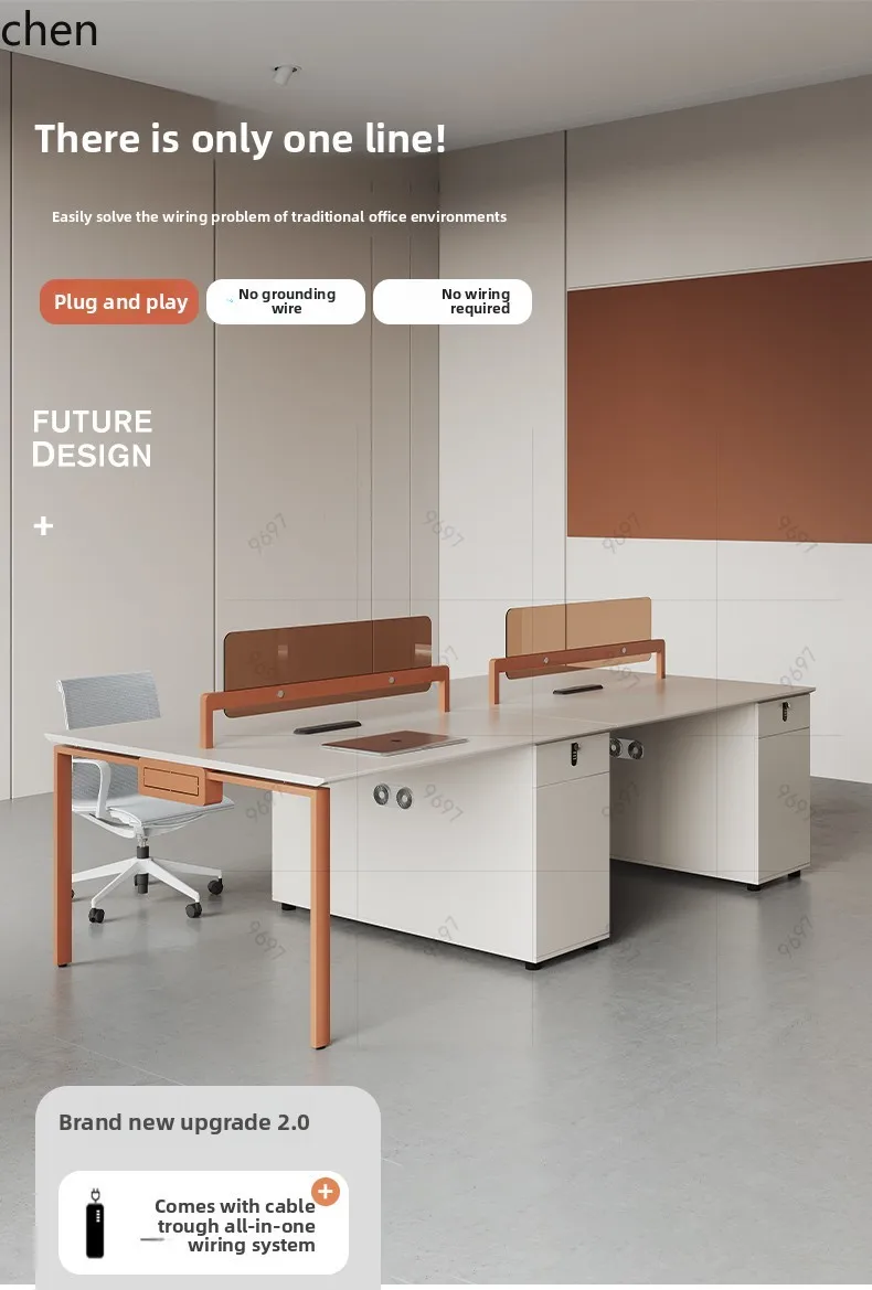 

ZML Office Desk Modern Workstation Desk and Chair Set Employee Office Furniture Staff Desk