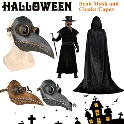 New Halloween Mask and Cloak Steampunk Plague Doctor Mask Bird Beak Mask Mask Full Face Party Halloween Costume Cosplay Props