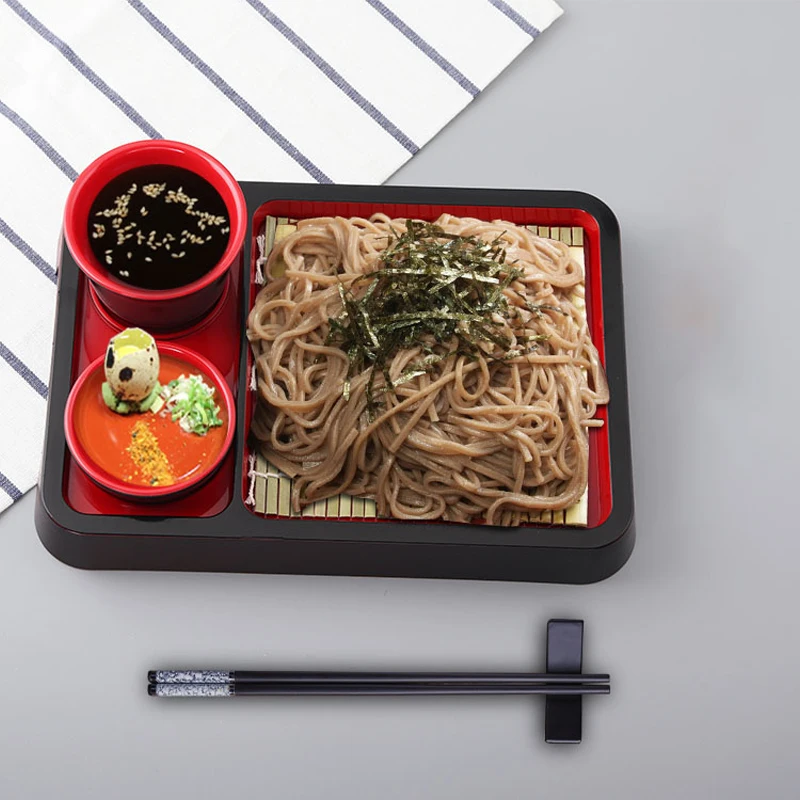 

Japanese Style Cold Noodle Plate Dish Sushi Restaurant Soba Udon With Bamboo Mat Flavor Saucer Cup Cuisine Korean Tableware