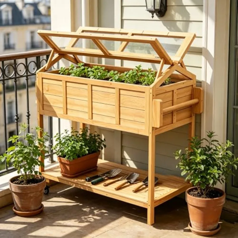 Raised Garden Bed Elevated Planter Box W/Legs Cover Outdoor