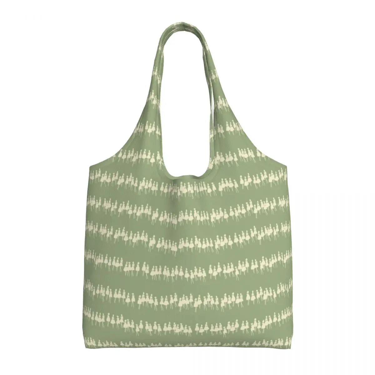 Green Flower Girls Grocery Shopping Bags Funny Canvas Shopper Tote Shoulder Bag Big Capacity Washable Bags Photography Handbags