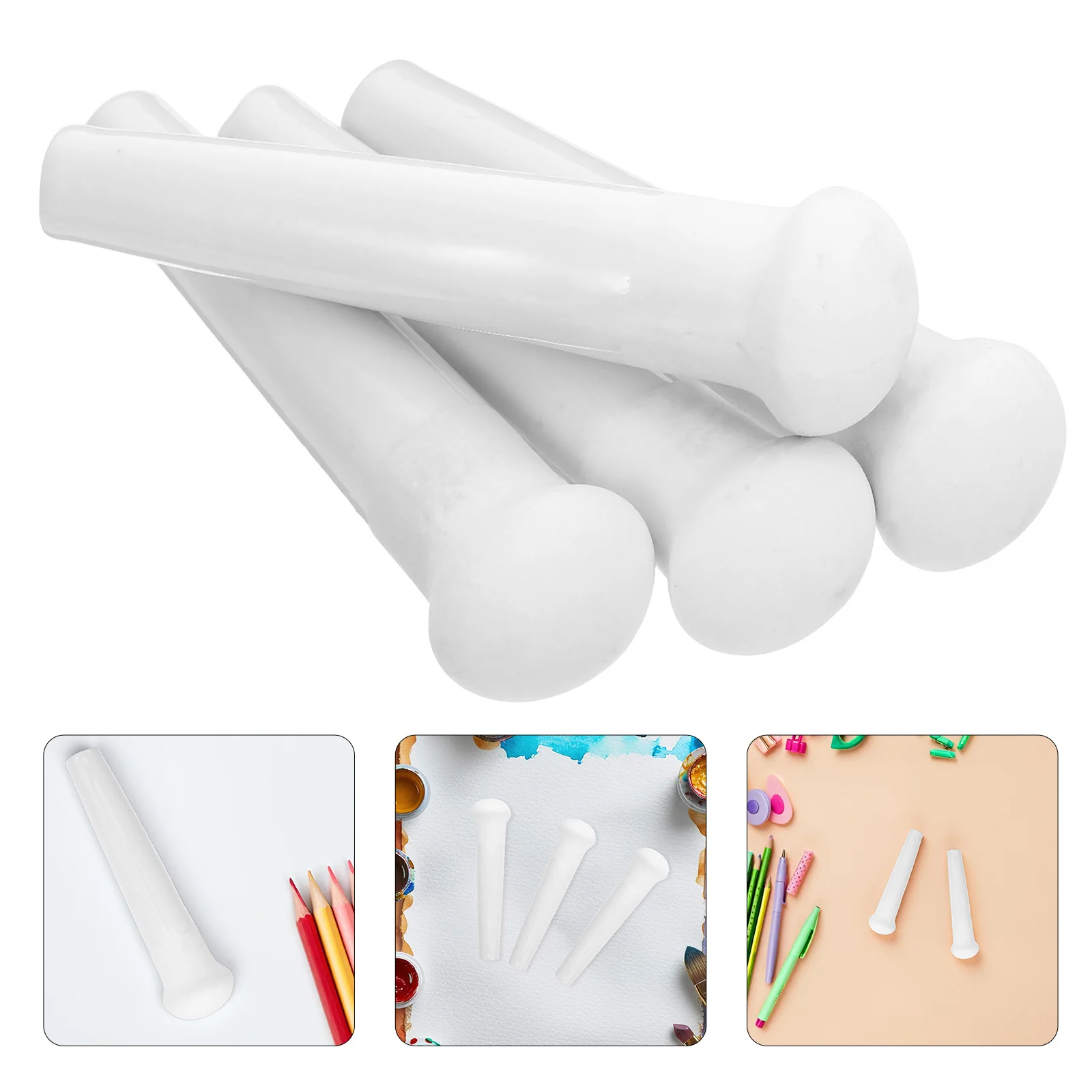 

4Pcs Ceramic Mortar Pestle Artist Grinding Rod for Oil Tempera Acrylic Paint Mixing Pigment Grinder Traditional Thangka Painting