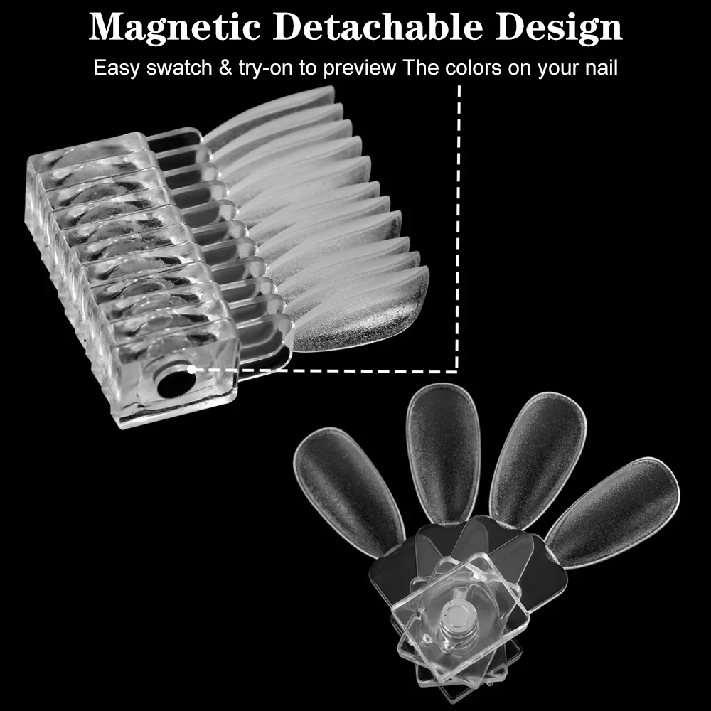 48/72/120 Stück magnetische Nagelspitzen, wiederverwendbar, künstliche Nägel, abnehmbar, einfache Farbanwendung und Testen, modisches Nagelzubehör, Nagelkunst – Detail 4