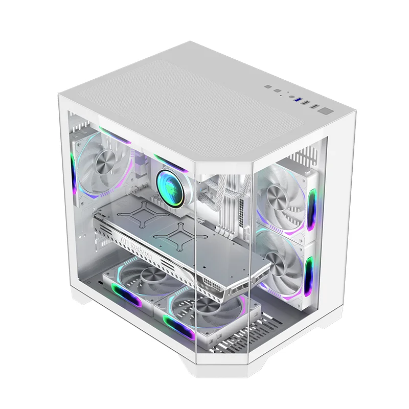 【未使用品】WJCOOLMAN MINI PCケース　ホワイト WJCOOLMAN Dreamer mini PC case M-ATX Three Sided Glass sea view
