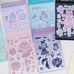 Sweet Cute Skateboard Girl Stickers Diary Scrapbooking DIY Album Decoration Sticker Aesthetic Personalized Kawaii Stationery