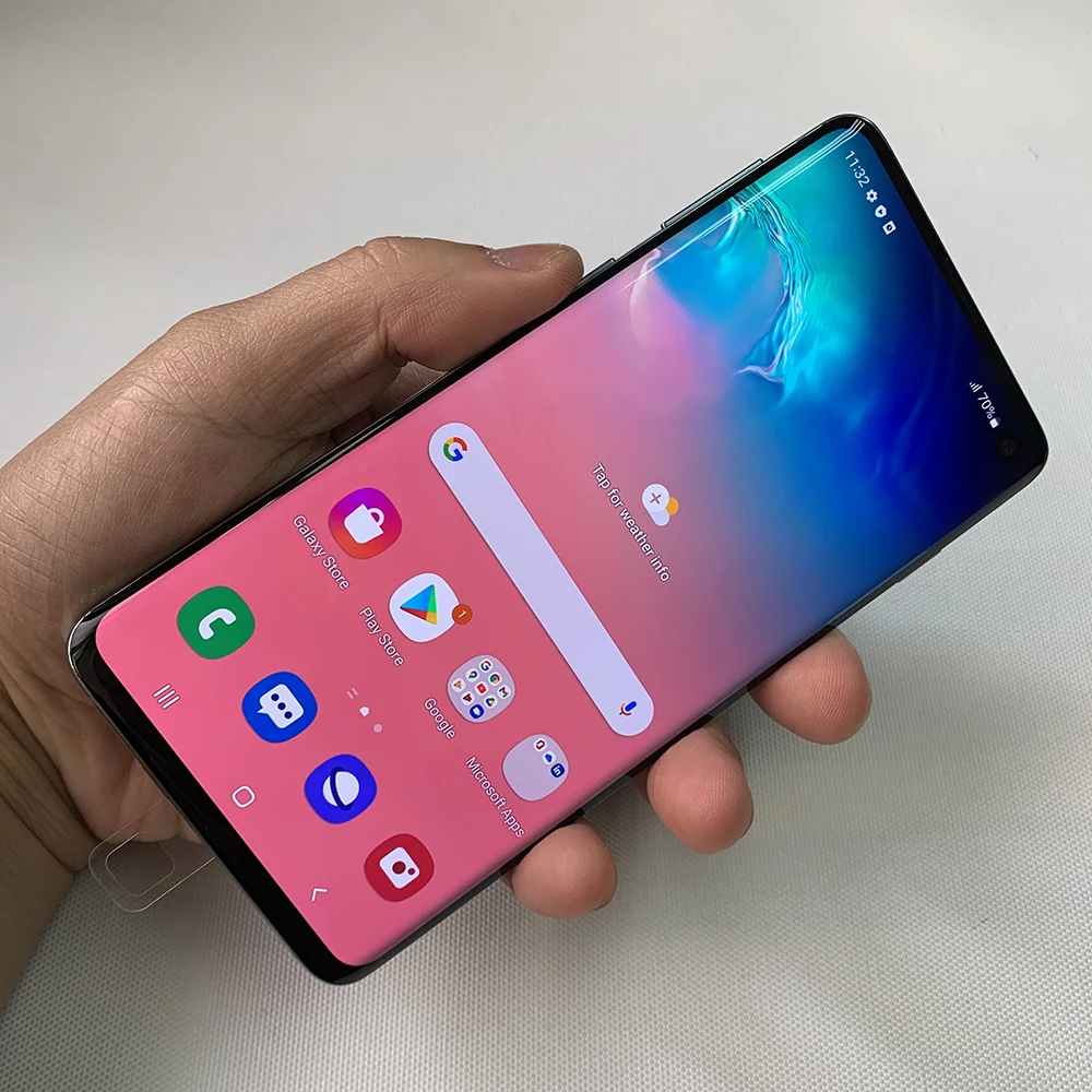 هاتف سامسونج جالاكسي S10 G973U1 G973F 4G الأصلي 6.1 "8GB RAM 128GB ROM بصمة NFC Snapdragon855 ثماني النواة الهاتف المحمول