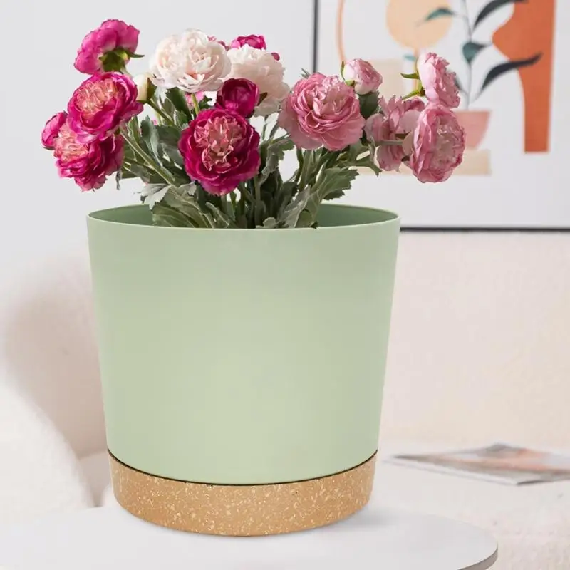 8 بوصة الراتنج الزهرية زهرة وعاء النبات شرفة فناء بوعاء النبات الزهرية مع الصرف حديقة المنزل صينية P9YB #5