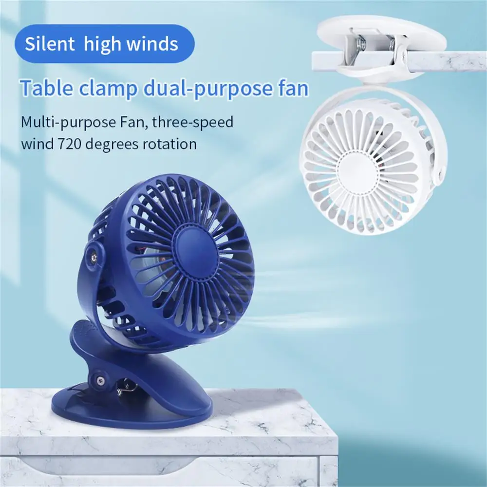 Miniventilador portátil con Clip para el hogar y la Oficina, dispositivo eléctrico de refrigeración con rotación de 360 °, ajustable, para dormitorio de estudiantes