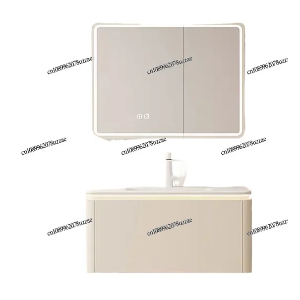 Cream Wind Bathroom Cabinet Combination Arc Ceramic Integrated Hand Wash Basin Washbasin Toilet