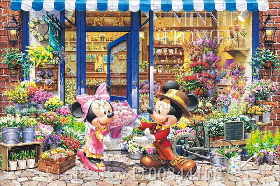 Minnie Hoa Shop Bộ Ghép Hình 300/500/1000 Viên Disney Hoạt Hình Nhân Vật Bộ Đồ Chơi Bảng Ghép Hình Cha Mẹ-Con Tương Tác Lắp Ráp Trò Chơi đồ Chơi