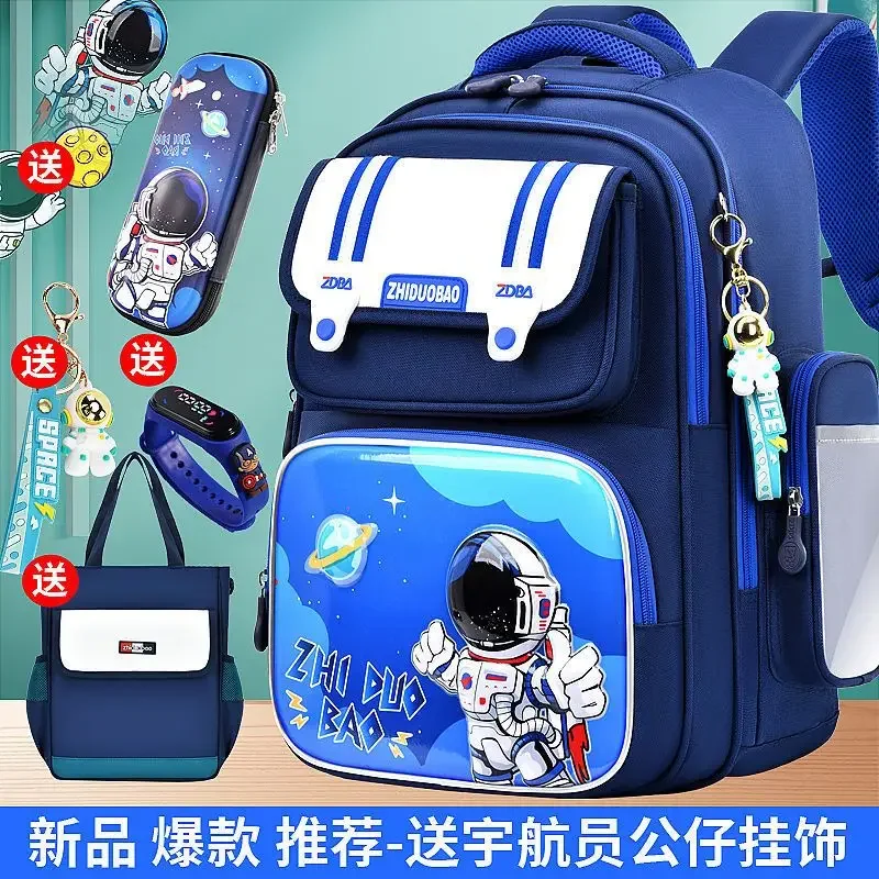 

New Schoolbag Primary School Boys Grade One - Six Light Ridge Protection Waterproof Large Capacity Backpack Water Resistant Bag