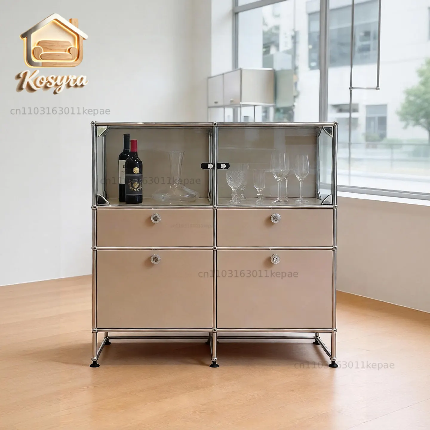 Swiss genuine Kabasa storage side cabinet, antique living room integrated module against the wall, stainless steel storage