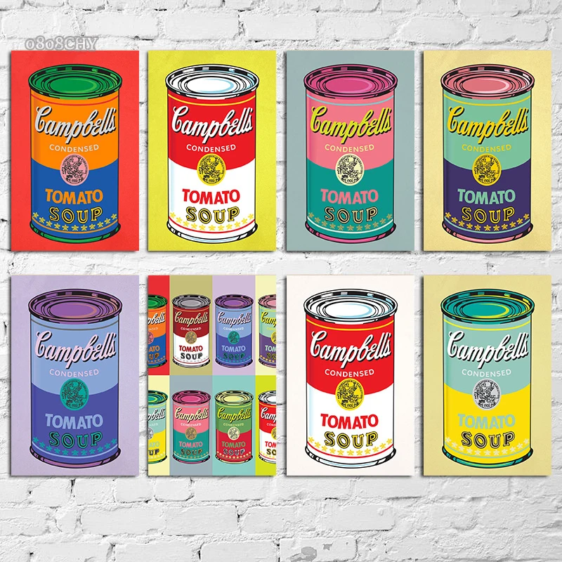 Cats Pop Art Cactus Soup Can Pop Art Graffiti Canvas Posters Colorful Campbells Soup Graffiti Pictures Mural Home Decor Painting