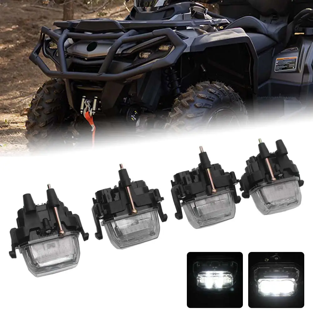 2 Pair Led Headlight High Beam & Low Beam 12V Dc Work Light Spotlight Compatible With Can-Am 2023-2027 High Quality Abs Plastic