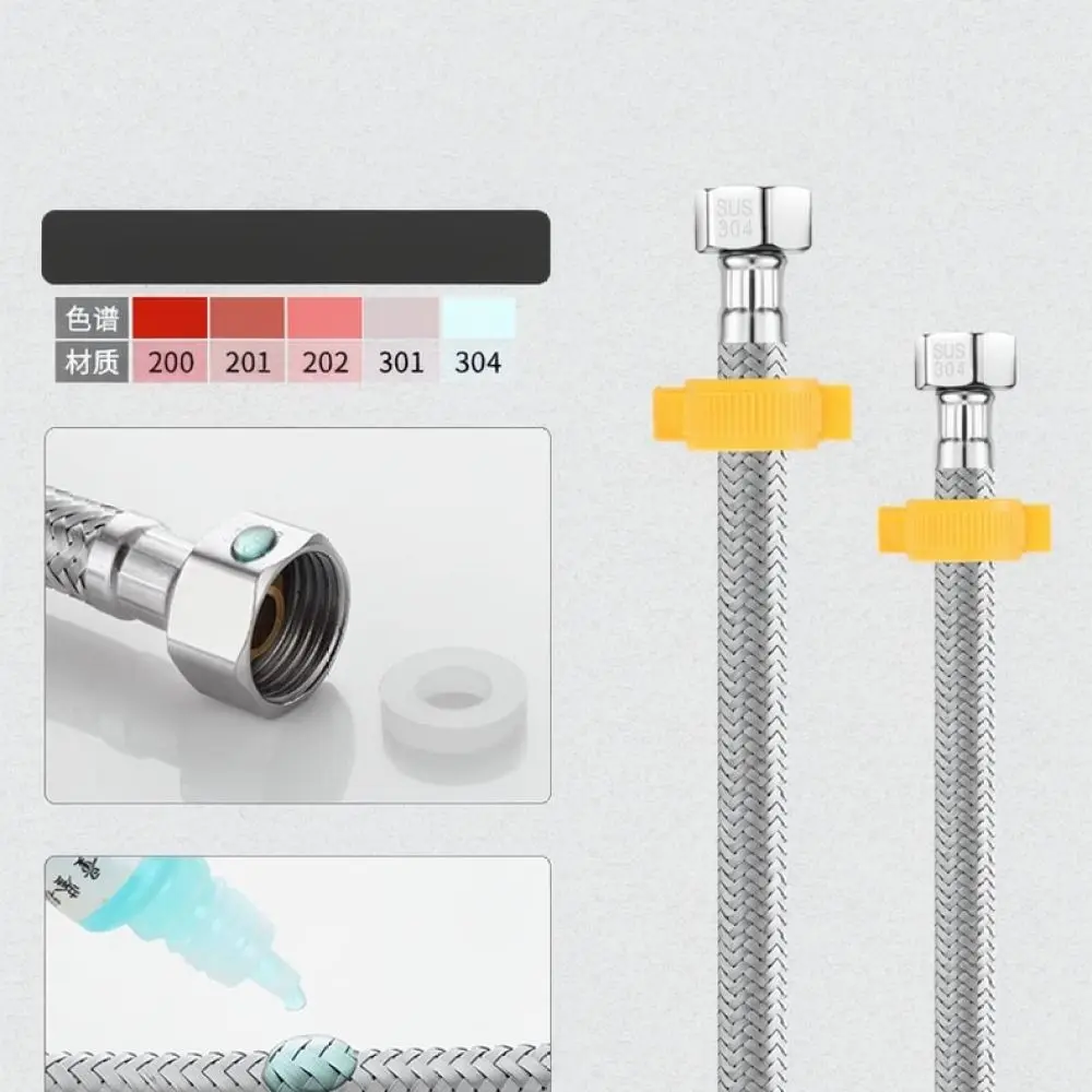 Flexible Braided Stainless Steel Supply Hose Connector Plumbing Pipe For Heater Faucet Toilet Kitchen Inlet