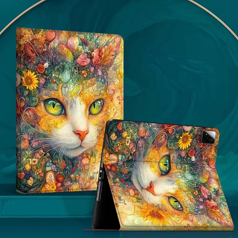 

Beautiful Flower Cat Art For Xiaomi Redmi Mi Pad 4 5 6 6s 7 7s SE Pro 2 11 Plus Max 12.4 11 11.2 12.5 8.7 inch Tablet Case