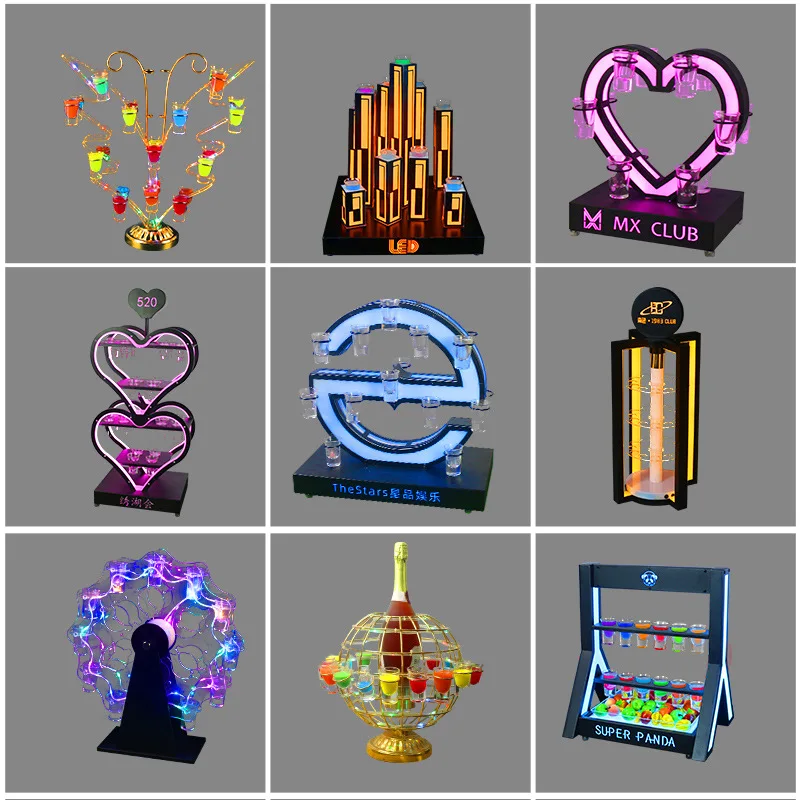 

Светящаяся винная стойка для бара, подстаканник для пули, КТВ, иностранный бокал для вина, пива, один укус, креативная красочная коктейльная стойка, светящаяся