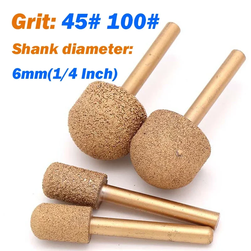 Brazing Diamond Burr Grinding Engraving Bit 6mm Shank Drill 46 100 Grit 1/4 inch Handle Coarse/Fine Grinding Machine