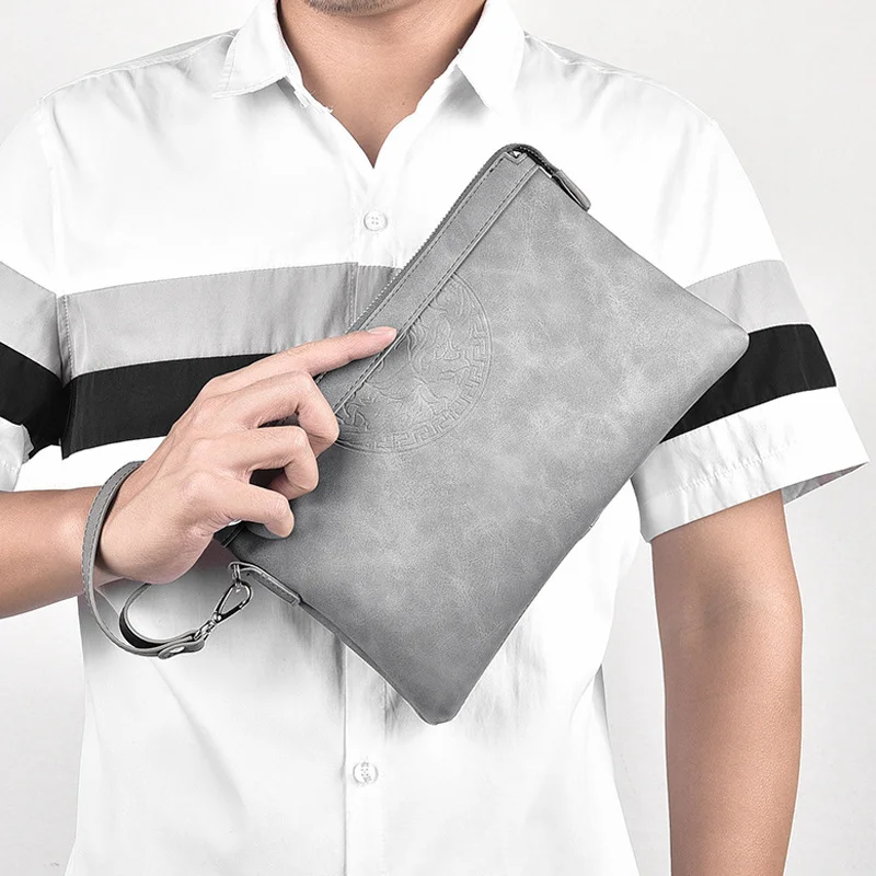 Pochette d'affaires en cuir PU pour hommes, sacs à main de haute qualité, sacs à main enveloppe de voyage décontractés, portefeuille cadeau masculin, mode chaude, nouveau, 2024