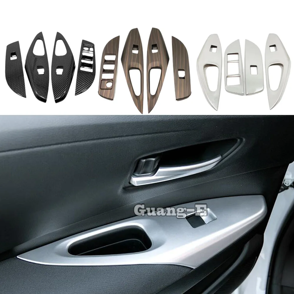 

Для Toyota Corolla Altis 2019 2020 2021 2022 дверное окно стекло внутренняя панель подлокотник подъемный переключатель кнопка отделка рамка молдинг 4 шт.