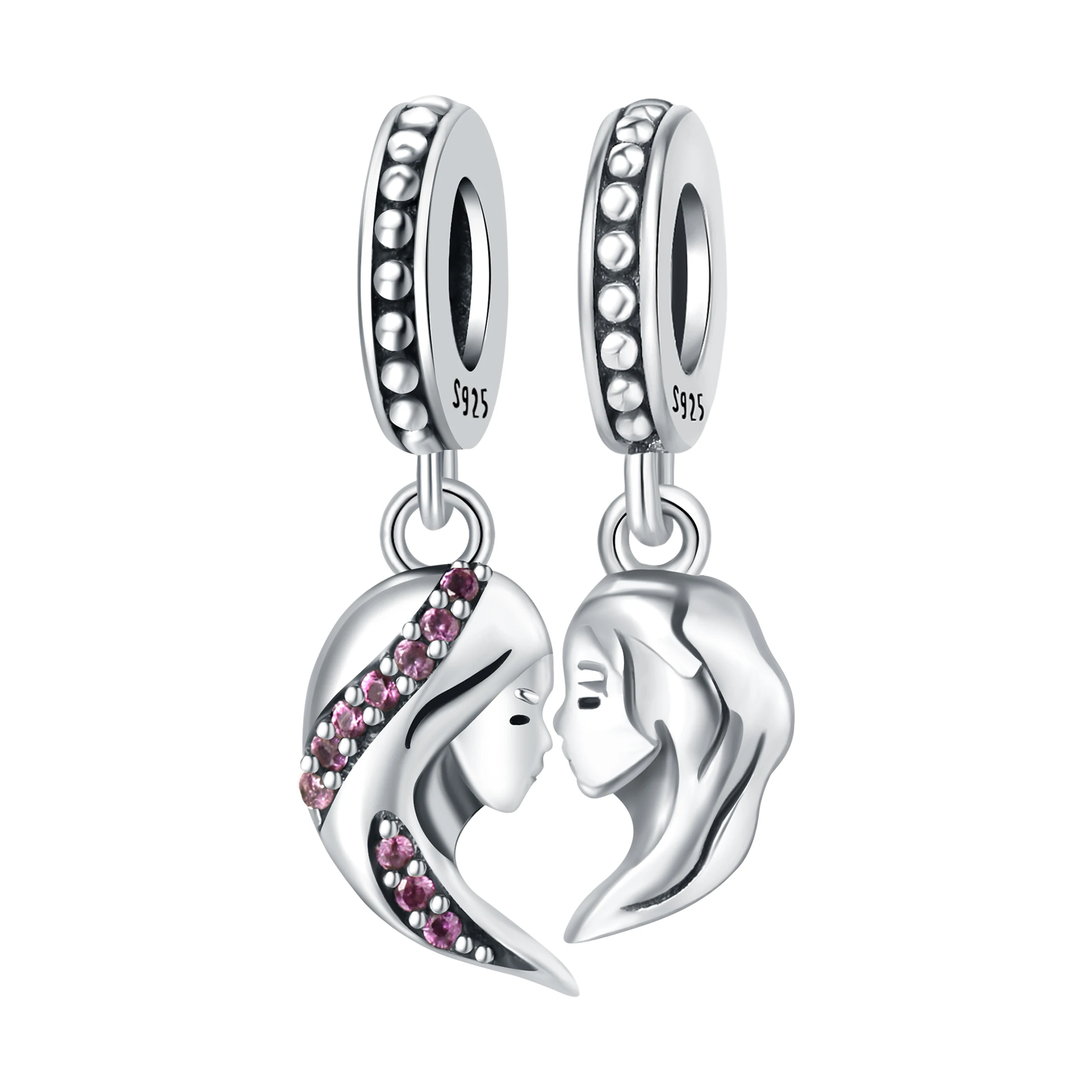 

Beads 925 Sterling Silver Charms Original Mother-Daughter Pendant Mother's Day Beads Fit Bracelet Jewelry Diy Women Fine Gift