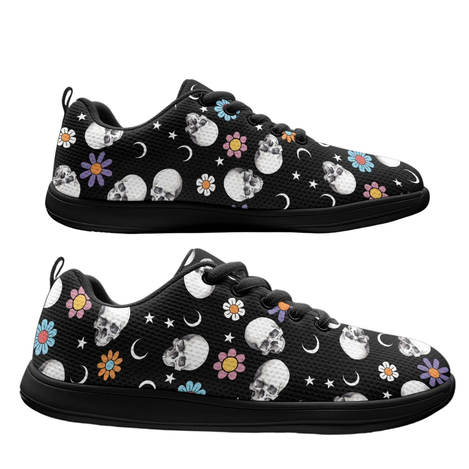 PENSTROLL Flower Moon Print Mens Wide Width Sneakers Mesh & EVA Wide Toe Box Shoes Comfortable Work Shoes for Men's