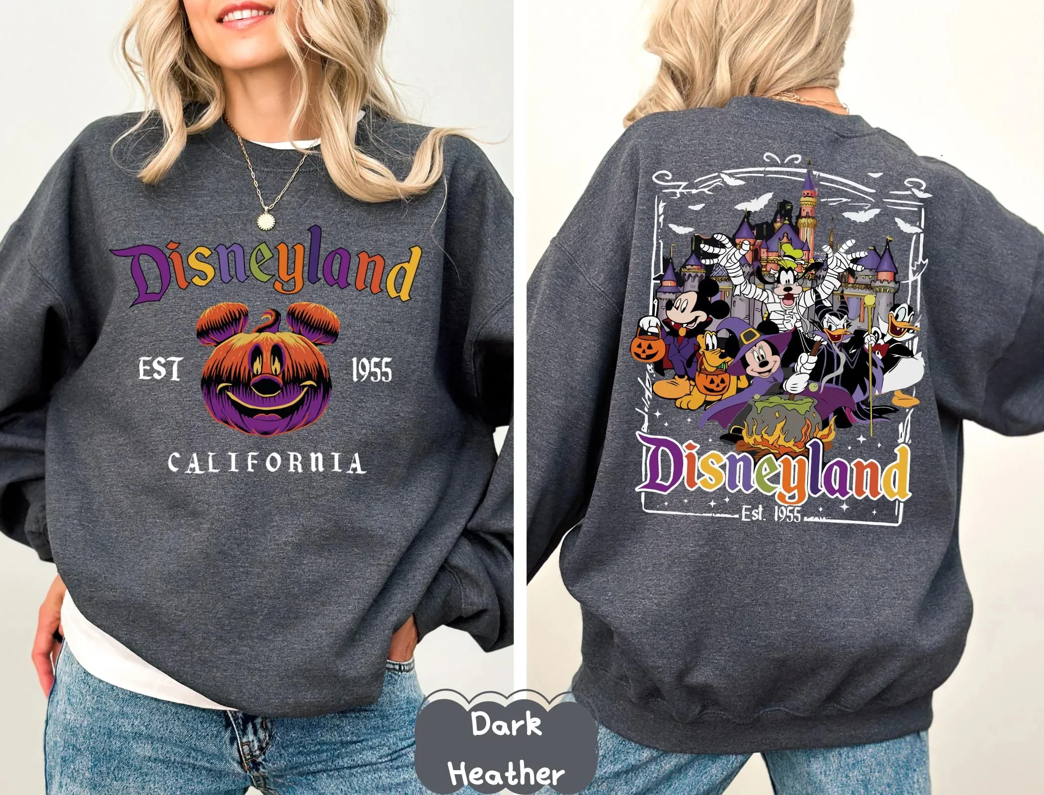 Disneyland 1955 Halloween shirt reversible Disney Halloween sweatshirt Unisex new fall/winter crewneck sweatshirt  tops