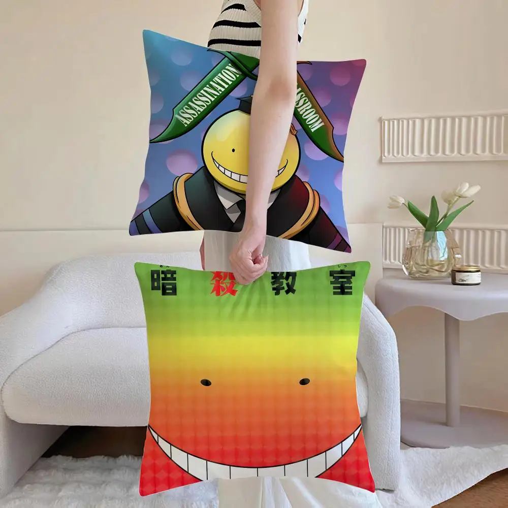 Thrilling Anime A-Assassination Classroom Cushion Cover Washable Faux Linen Cover Modern Lightweight for Living Room Sofa