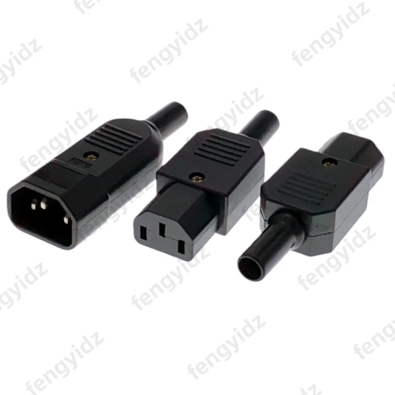 16A 250V IEC Straight Cable Plug Connector C13 C14 Female Male Plug Rewirable Power Connector 3 Pin AC Socket Industrial Plug BK