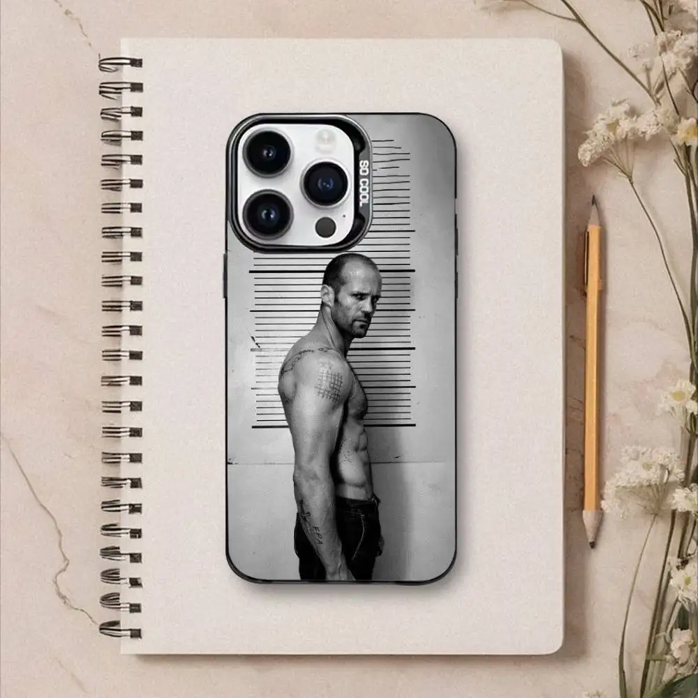 Jason Statham telefoonhoesje voor iPhone17,16,15,14,13,12,Pro Max zwart kleurrijk telefoonhoesje