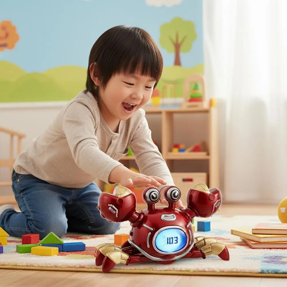 لعبة السلطعون الميكانيكية الكهربائية القابلة لإعادة الشحن للتحكم عن بعد 360 درجة °   أداة موسيقى روبوتات الرقص الدوارة هدية للأولاد والبنات