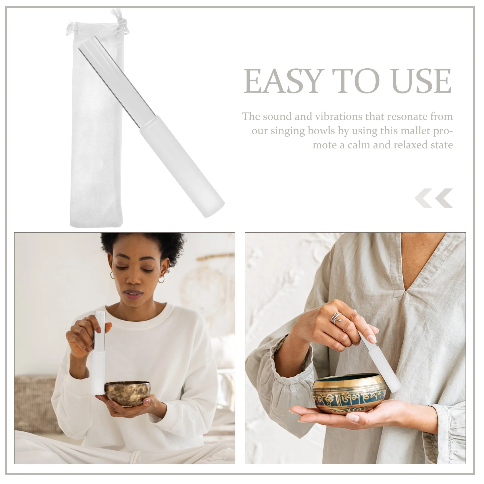 Singing Bowl Mallet Acrylic Stick Fine Polishing Workmanship Calm Relaxation Gift Singing Bowl Mallet Acrylic Stick
